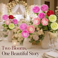 Bunga Sutra Plum-blossom Peony Buatan 2 Kepala Grosir untuk Pernikahan Dekorasi Ruang Tamu Alat Peraga Fotografi