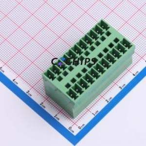 JL15EDGRH-38122G01 Plug-in Terminal Block Bent Lead Through Hole,P=3.81mm Board-to-Board / Socket - Closed 2x11P 3.81mm Green - Product Image 1
