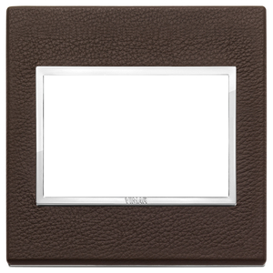 Vimar Wall <b>Switch</b> <b>Plate</b> Brown Leather Finish 13.1x11.6cm - Product Image 1