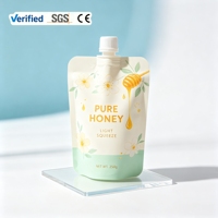 Emballage plastique jetable personnalisé de qualité alimentaire avec bec verseur anti-fuite pour miel et jus, emballage individuel en gros