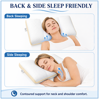 Oreiller ergonomique de soutien du cou, oreiller contour respirant à couche d'air, garnissage doux, oreiller de lit lavable pour dormeurs sur le dos et sur le côté