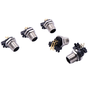 Tùy chỉnh M12 nam 8 pin <span class=keywords><strong>PCB</strong></span> kết nối góc phải 90 độ không thấm nước với vật liệu tiếp xúc đồng - Product Image 2