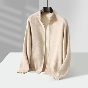 Cárdigan 100% Cachemira Pura para <span class=keywords><strong>Hombre</strong></span>, Chaqueta Gruesa de Punto con Cuello Medio Alto y Cierre, Nueva Colección Otoño-<span class=keywords><strong>Invierno</strong></span>, Cálida y Versátil - Product Image 1