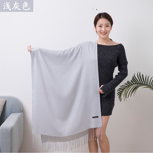 לוגו מותאם אישית <span class=keywords><strong>Cashmere</strong></span> צעיף צמר גפן צעיף פשshina רך חם ארוך צעיפים שמיכה לנשים עם ציף משובץ - Product Image 6