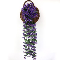 OH ARTS Violet Fleur Artificielle Tenture Murale Panier Vigne Rotin Soie Plastique pour Mariage Saint Valentin Fête Maison
