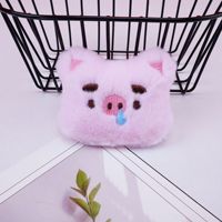 Porte-clés en peluche cochon de dessin animé, mignon cochon qui couine, poupée en peluche tête de cochon, pendentif pour sac à dos de couple, ornement