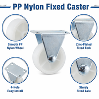 Roue pivotante à 360° légère en nylon PP blanc, avec frein, double roulement à billes, résistante à l'usure, pour meubles