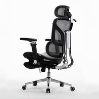Chaise de bureau ergonomique à dossier haut réglable, respirante, en mesh, avec fonction de rotation à 360 degrés
