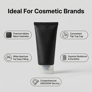 Tubo Cosmético Negro Mate de Lujo con Tapa Transparente Abatible, 100ml 150ml, Tubo Exprimible Suave Vacío <span class=keywords><strong>para</strong></span> Limpiador <span class=keywords><strong>Facial</strong></span> y Loción Corporal <span class=keywords><strong>para</strong></span> <span class=keywords><strong>Hombres</strong></span> - Product Image 2