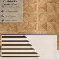 Panneau acoustique auto-adhésif en PET 600x600x9mm, motif bois rainuré 3D, insonorisant, pour mur et plafond, chambre, studio, bureau, DIY