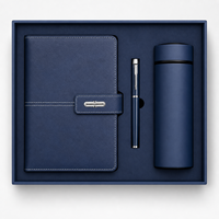 Coffret Cadeau de Bureau Premium Bleu Royal, Ensemble Professionnel de 3 Pièces en Cuir PU : Carnet, Tasse Thermos, pour la Reconnaissance des Clients et des Employés