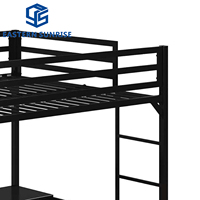 Cama Alta Moderna y Estable con Estructura de Acero y Almacenamiento para Dormitorio y Residencia