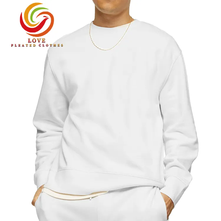Оригинальный изготовленный на заказ белый свободный простой пуловер, свитшот, чистый органический хлопок, флисовый Мужской свитшот с круглым вырезом