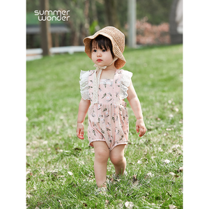 Barboteuse sans manches pour bébé fille, barboteuse pour nouveau-né, combinaison pour bébé, solide, été, décontracté, Service OEM - Product Image 2