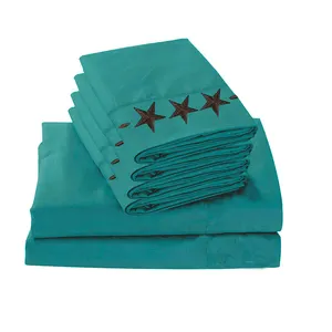 Western Peak Egyptian Comfort Bed Sheet Set Embroidery Star sheet set 6pcs