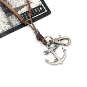 Colgante Vintage de cuero para hombres y mujeres, collar con estilo, con pluma de ancla, tijeras, esposas, llave de cráneo, <span class=keywords><strong>pala</strong></span>, vaca - Product Image 2
