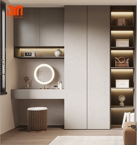 Armario Empotrado Moderno con Tocador, Armario <span class=keywords><strong>de</strong></span> Piso <span class=keywords><strong>a</strong></span> <span class=keywords><strong>Techo</strong></span> con Estantes con Iluminación LED - Product Image 2