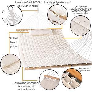 Danlong Hamacs balançoire <span class=keywords><strong>hamac</strong></span> en tissu matelassé double 55 "avec oreiller, lit <span class=keywords><strong>hamac</strong></span> <span class=keywords><strong>beige</strong></span> - Product Image 5