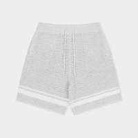 Fabricant de tricots personnalisé nouveau design décontracté cordon de serrage contraste rayé crochet tricoté short pull avec poche