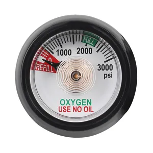 3000PSI High Pressure Gas Gauge With Rubber Used For Oxygen Cylinder