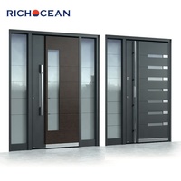 Portes d'entrée en aluminium résistantes aux ouragans, design personnalisé RICHOCEAN, sécurité renforcée, double vitrage