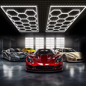 Vente d'usine de lampes LED hexagonales en forme de nid d'abeille, lampes de <span class=keywords><strong>garage</strong></span> LED hexagonales, luminaires de <span class=keywords><strong>plafond</strong></span> modernes pour atelier de détail automobile, <span class=keywords><strong>garage</strong></span> - Product Image 1