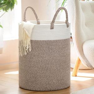 Panier à linge pliable, panier à linge féminin, panier à couverts tissé, grand panier de rangement en jacinthe de bois, 12X12, tissu PP - Product Image 2