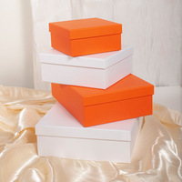 Cajas de Regalo Rígidas con Tapa y Base Cuadradas, Color Naranja y Blanco, para Ropa, Sombreros, Zapatos, Bolsos, Cosméticos, Joyería