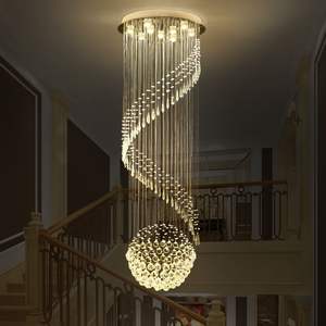 Modern Long Spiral Chandelier Living Room Staircase <b>Large</b> Led Luxury Crystal Chandeliers Pendant Lights - Product Image 4