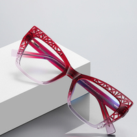 Monture de lunettes optiques anti-lumière bleue Partagas TR90 style œil de chat avec charnières à ressort et branches à broches pour femmes