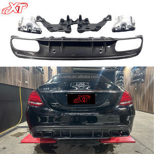 Diffuseur arrière en fibre de carbone de haute qualité Style W205 <span class=keywords><strong>C63</strong></span> <span class=keywords><strong>AMG</strong></span> ED1 pour Mercedes Benz 15-21 <span class=keywords><strong>C63</strong></span> lèvre de pare-chocs arrière 4 portes - Product Image 1