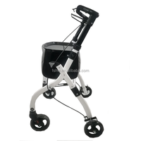 Déambulateur en aluminium à hauteur réglable, roues en PVC de 8 pouces, léger, facile à transporter, sac de courses de grande capacité, design durable