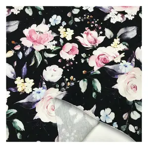 The factory out popular flowers design custom digital printed soft jersey fabric for kids clothing