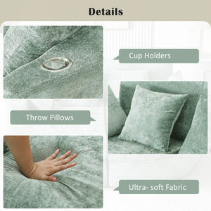 Full-Compressed Curved Chaise Lounge <b>Sofa</b> <b>Bed</b> Set 80" Polyester Eco-Friendly Durable for Apartment & Villa with Two Cup Holders - Product Image 5