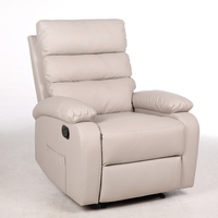 Fauteuil inclinable manuel en cuir PU, canapé une place, fauteuil inclinable avec repose-pieds et poche latérale, beige, pour salon
