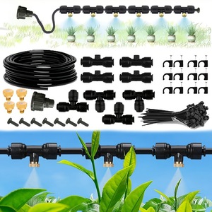 Sistema de Pulverización por Nebulización Negro de Baja Presión, Kit Atomizador de 80 Pies, Serie Micro Spray, para Enfriamiento Exterior y Riego de Jardines - Product Image 1