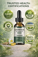 Vente en gros de gouttes liquides orales de glycinate de magnésium D3 K2 certifiées HPLC, qualité alimentaire biologique, marque privée, pour soutenir le système immunitaire, 25 ml