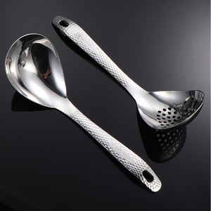 Cuillère à œuf de dinde épaissie en acier inoxydable 304, cuillère à soupe, passoire à poivre, ensemble de service, texture martelée, pour la soupe domestique - Product Image 2