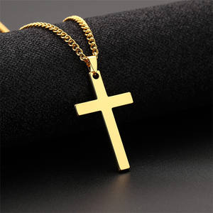 Modeschmuck Silber Gold Schwarz Kette Vergoldete Halskette Herren Edelstahl Kreuz Anhänger Halskette - Product Image 5