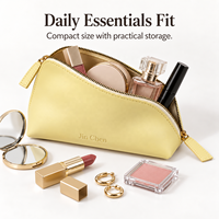 Pochette de maquillage légère et pliable en forme de demi-lune, en matériau courbé, avec double fermeture éclair, résistante aux éclaboussures, idéale pour les voyages et comme cadeau