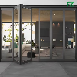 Porte pliante en verre à cadre étroit <span class=keywords><strong>de</strong></span> conception moderne <span class=keywords><strong>de</strong></span> haute qualité, cloison pliable en aluminium pour salon, hôtel, prévention des incendies, isolation thermique - Product Image 4