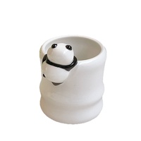 Taza de Leche de Porcelana con Cuchara, Diseño Creativo de Panda Verde, Estilo Moderno, Resistente al Calor, Apta para Alimentos, Apta para Lavavajillas, Ideal para Regalo