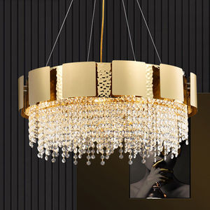 Luxury Pendant Lamp Artistic Living Room Hotel Lobby Lustre Gold K9 <b>Crystal</b> Raindrop <b>Chandelier</b> - Product Image 2
