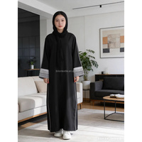 Robe Abaya Musiim pour femmes, robe à manches longues, deux couleurs avec broderie sur les manches, Moyen-Orient