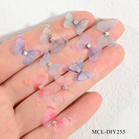 Breloques Papillon pour Ongles 3D en Maille Transparente avec Strass, Décorations d'Ongles Papillon pour Manucure DIY, Accessoires de Salon de Manucure
