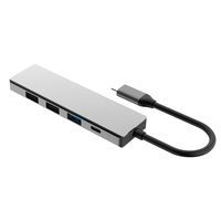 Divisor USB Tipo C para Laptop, Hub USB-C de 5 Puertos, Expansor de Transferencia Rápida de Datos 4K para PC con Windows y Mac Compatibles, Aleación de Aluminio