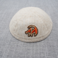 Top Kipot Kippah de lino con logotipo de animal bordado personalizar gorro de judaísmo sombrero hebreo cubierta de cabeza judía Kippot a granel