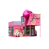 Magasin de détail modulaire en conteneur maritime, style Pop Art créatif, avec panneaux sandwich, graffitis muraux, structures gonflables et fenêtres en verre, pour café pop-up
