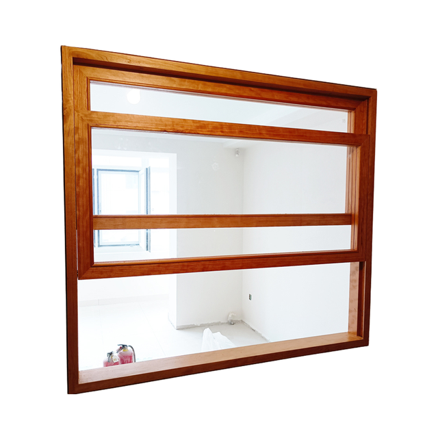 Custom LED Light Hovering-Up Wooden Window with Aluminum Alloy Frame for Courtyard Doors and Windows Modern Design