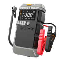 Démarreur de voiture portable 4-en-1 avec compresseur d'air, batterie externe 5000 mAh, kit d'urgence, lumière LED et cric hydraulique de rechange